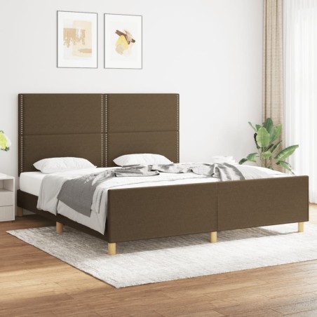 vidaXL Estructura de cama con cabecero de tela marrón 180x200 cm