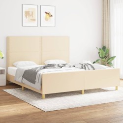 vidaXL Estructura de cama con cabecero de tela color crema 180x200 cm