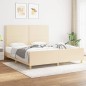 vidaXL Estructura de cama con cabecero de tela color crema 180x200 cm
