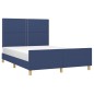 vidaXL Estructura de cama con cabecero de tela azul 140x190 cm vidaXL Estructura de cama con cabecero de tela azul 140x190 cm