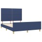 vidaXL Estructura de cama con cabecero de tela azul 140x190 cm vidaXL Estructura de cama con cabecero de tela azul 140x190 cm