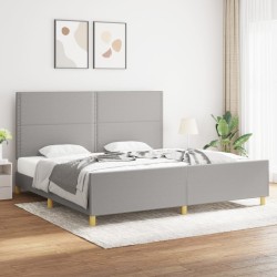 vidaXL Estructura de cama con cabecero de tela gris claro 200x200 cm