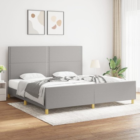 vidaXL Estructura de cama con cabecero de tela gris claro 200x200 cm