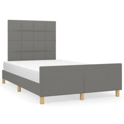 vidaXL Estructura de cama con cabecero de tela gris oscuro 120x200 cm