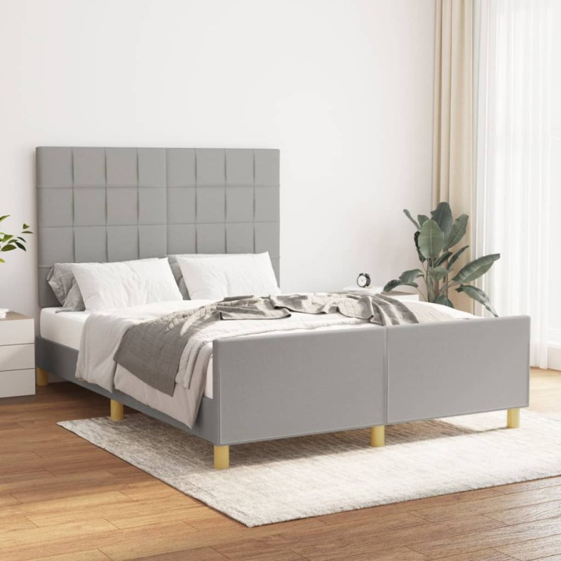 vidaXL Estructura de cama con cabecero de tela gris claro 140x190 cm vidaXL Estructura de cama con cabecero de tela gris claro 140x190 cm