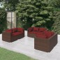 vidaXL Set muebles de jardín 6 piezas y cojines ratán sintético marrón vidaXL Set muebles de jardín 6 piezas y cojines ratán sintético marrón