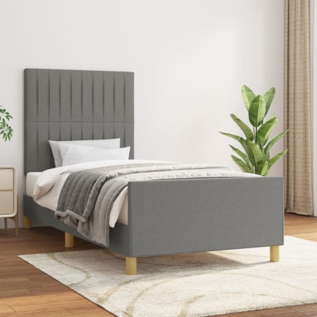 vidaXL Estructura de cama con cabecero de tela gris oscuro 80x200 cm