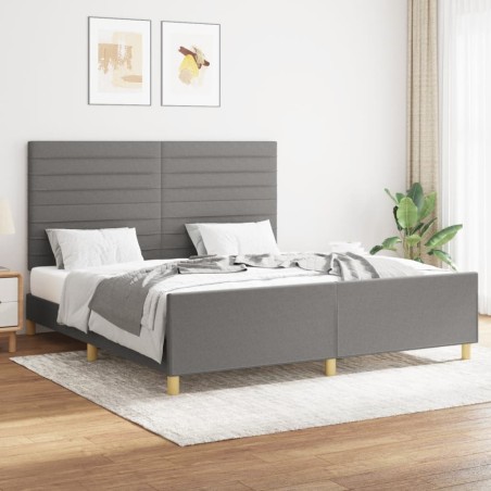 vidaXL Estructura de cama con cabecero tela gris oscuro 160x200 cm