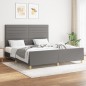 vidaXL Estructura de cama con cabecero tela gris oscuro 160x200 cm