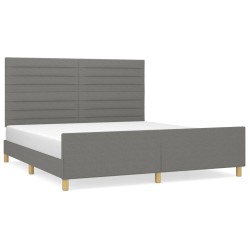 vidaXL Estructura de cama con cabecero tela gris oscuro 160x200 cm