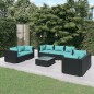 vidaXL Set de muebles de jardín 8 pzas y cojines ratán sintético negro vidaXL Set de muebles de jardín 8 pzas y cojines ratán sintético negro