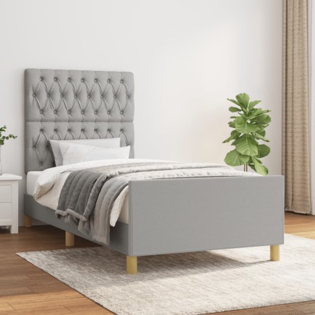 vidaXL Estructura de cama con cabecero de tela gris claro 100x200 cm