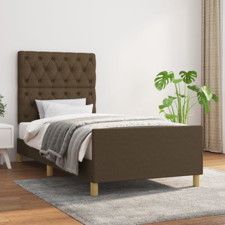 vidaXL Estructura de cama con cabecero de tela marrón oscuro 80x200 cm