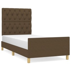 vidaXL Estructura de cama con cabecero de tela marrón oscuro 80x200 cm