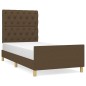 vidaXL Estructura de cama con cabecero de tela marrón oscuro 80x200 cm vidaXL Estructura de cama con cabecero de tela marrón oscuro 80x200 cm