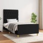 vidaXL Estructura de cama con cabecero de tela negro 90x190 cm vidaXL Estructura de cama con cabecero de tela negro 90x190 cm