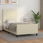 vidaXL Estructura de cama con cabecero cuero sintético crema 100x200cm vidaXL Estructura de cama con cabecero cuero sintético crema 100x200cm