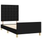vidaXL Estructura de cama con cabecero de tela negro 100x200 cm vidaXL Estructura de cama con cabecero de tela negro 100x200 cm