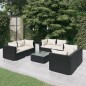 vidaXL Set de muebles de jardín 7 pzas y cojines ratán sintético negro vidaXL Set de muebles de jardín 7 pzas y cojines ratán sintético negro