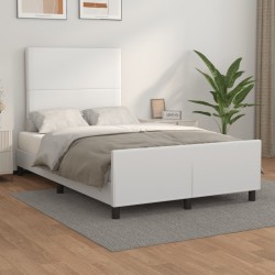 vidaXL Estructura de cama cabecero cuero sintético blanco 120x200 cm