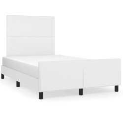 vidaXL Estructura de cama cabecero cuero sintético blanco 120x200 cm