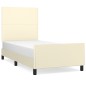 vidaXL Estructura de cama con cabecero cuero sintético crema 90x190 cm vidaXL Estructura de cama con cabecero cuero sintético crema 90x190 cm