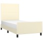 vidaXL Estructura de cama con cabecero cuero sintético crema 90x190 cm vidaXL Estructura de cama con cabecero cuero sintético crema 90x190 cm
