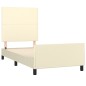 vidaXL Estructura de cama con cabecero cuero sintético crema 90x190 cm vidaXL Estructura de cama con cabecero cuero sintético crema 90x190 cm