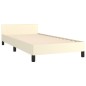 vidaXL Estructura de cama con cabecero cuero sintético crema 90x190 cm vidaXL Estructura de cama con cabecero cuero sintético crema 90x190 cm