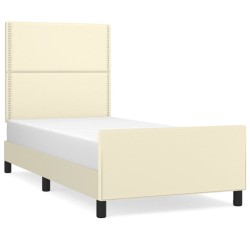 vidaXL Estructura de cama con cabecero cuero sintético crema 100x200cm