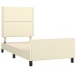 vidaXL Estructura de cama con cabecero cuero sintético crema 100x200cm vidaXL Estructura de cama con cabecero cuero sintético crema 100x200cm