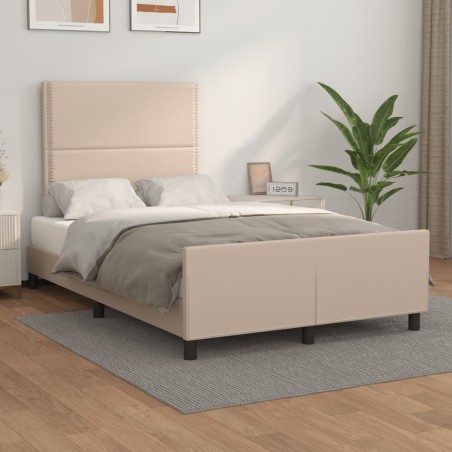 vidaXL Estructura de cama cabecero cuero sintético capuchino 120x200cm