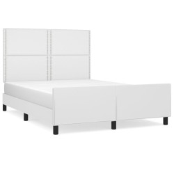 vidaXL Estructura de cama cabecero cuero sintético blanco 140x190 cm