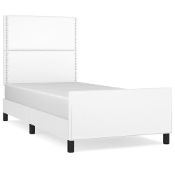 vidaXL Estructura de cama con cabecero cuero sintético blanco 90x200cm