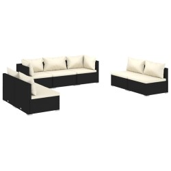 vidaXL Set de muebles de jardín 7 pzas y cojines ratán sintético negro