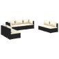 vidaXL Set de muebles de jardín 7 pzas y cojines ratán sintético negro vidaXL Set de muebles de jardín 7 pzas y cojines ratán sintético negro