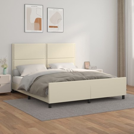 vidaXL Estructura de cama con cabecero cuero sintético crema 180x200cm