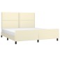 vidaXL Estructura de cama con cabecero cuero sintético crema 180x200cm vidaXL Estructura de cama con cabecero cuero sintético crema 180x200cm