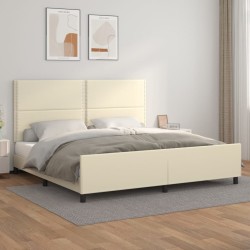 vidaXL Estructura de cama con cabecero cuero sintético crema 200x200cm