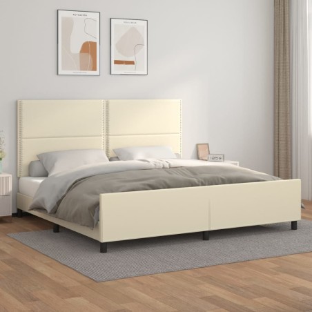 vidaXL Estructura de cama con cabecero cuero sintético crema 200x200cm