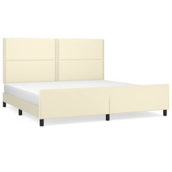 vidaXL Estructura de cama con cabecero cuero sintético crema 200x200cm