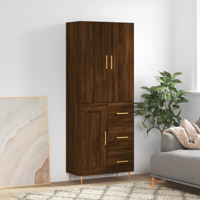 vidaXL Aparador alto madera contrachapada marrón roble 69,5x34x180 cm vidaXL Aparador alto madera contrachapada marrón roble 69,5x34x180 cm