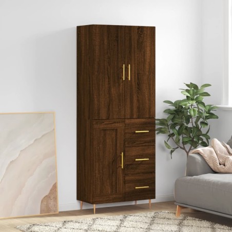 vidaXL Aparador alto madera contrachapada marrón roble 69,5x34x180 cm