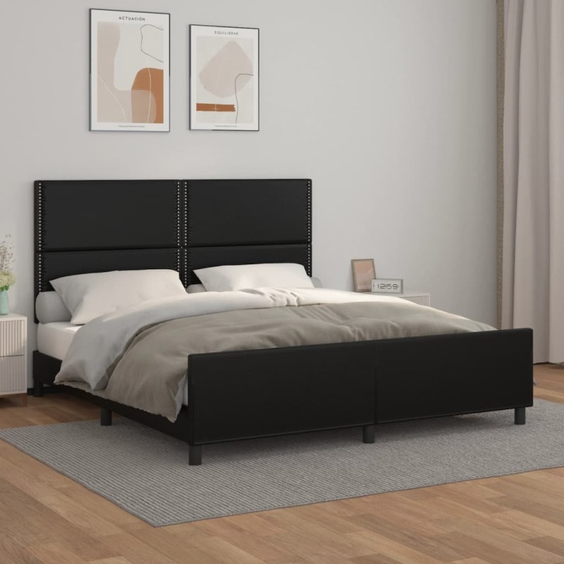 vidaXL Estructura de cama con cabecero cuero sintético negro 160x200cm