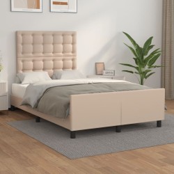 vidaXL Estructura de cama cabecero cuero sintético capuchino 120x200cm