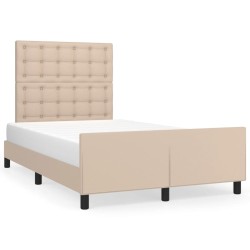 vidaXL Estructura de cama cabecero cuero sintético capuchino 120x200cm
