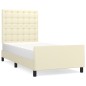 vidaXL Estructura de cama con cabecero cuero sintético crema 90x190 cm vidaXL Estructura de cama con cabecero cuero sintético crema 90x190 cm