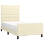vidaXL Estructura de cama con cabecero cuero sintético crema 90x190 cm vidaXL Estructura de cama con cabecero cuero sintético crema 90x190 cm
