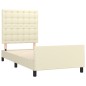 vidaXL Estructura de cama con cabecero cuero sintético crema 90x190 cm vidaXL Estructura de cama con cabecero cuero sintético crema 90x190 cm