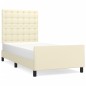 vidaXL Estructura de cama con cabecero cuero sintético crema 90x200 cm